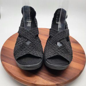 Canyon River Blues Marnie Women Shoes Size 8M Black SlipOn Peep Toe Wedge Sandal